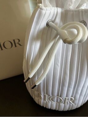 Dior White Pleated Pouch.  New in box!